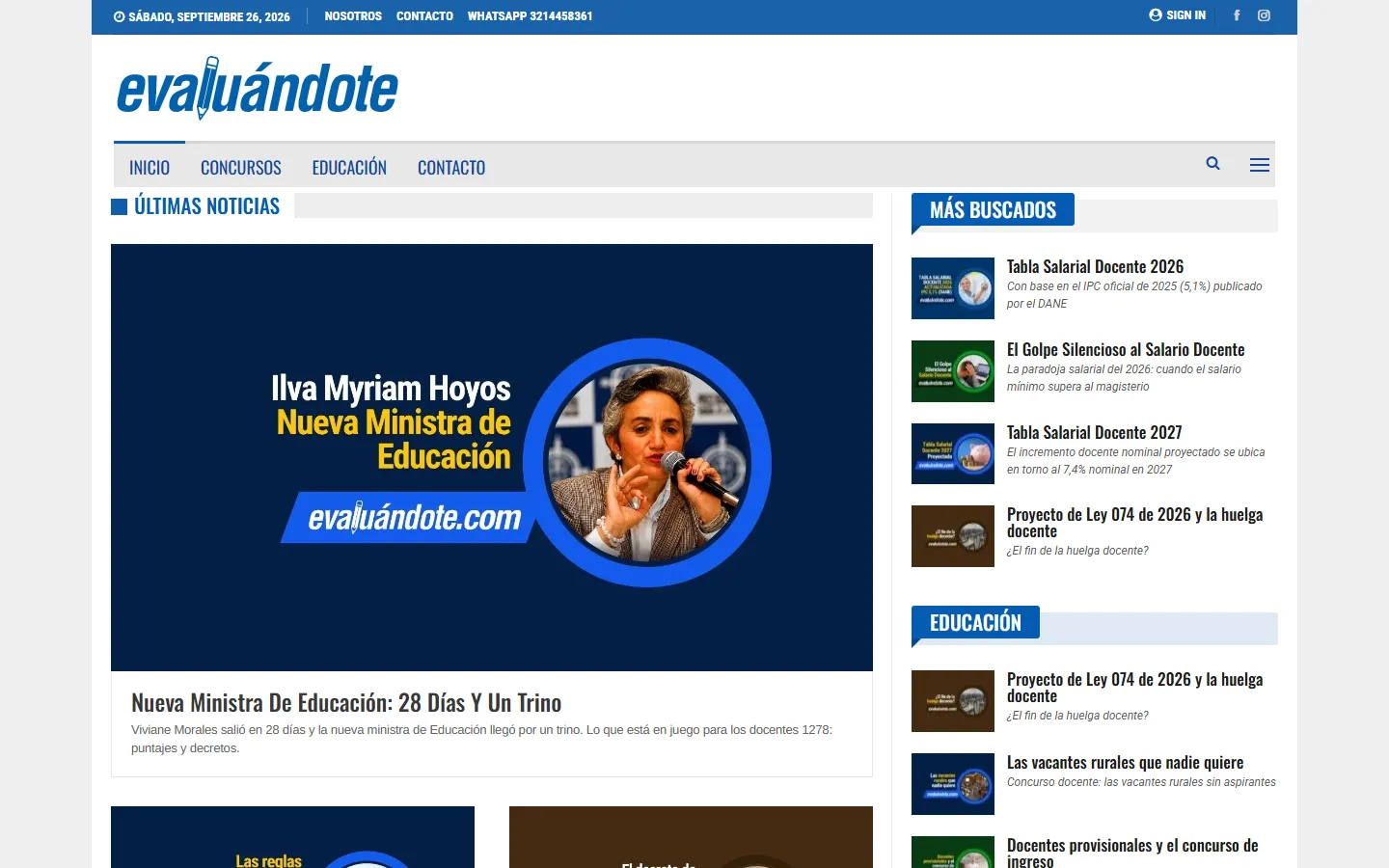 Página de inicio de Evaluandote.com