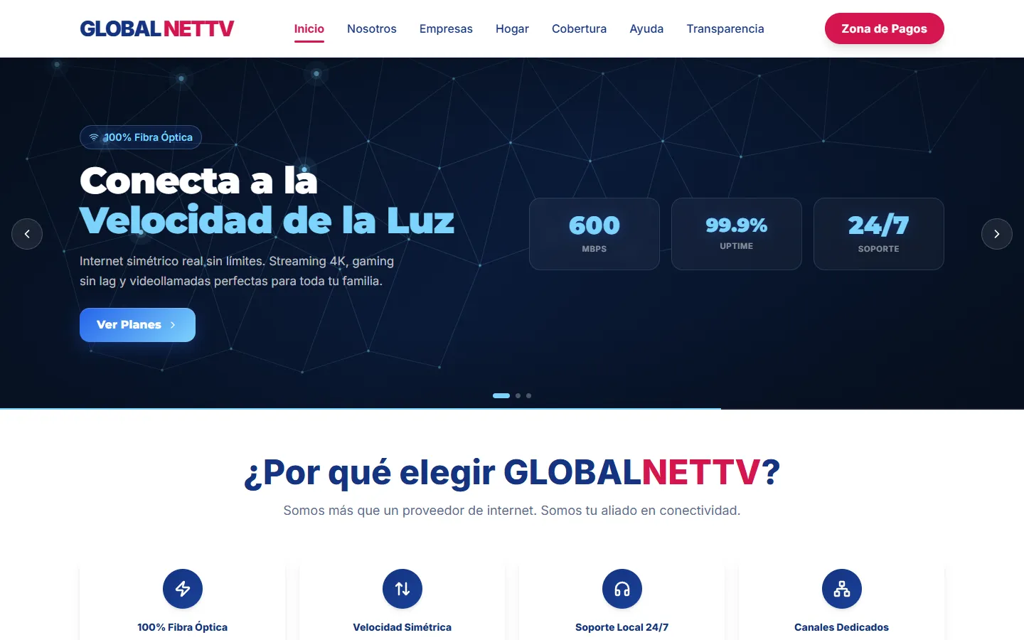 Página de inicio de GlobalNetTv