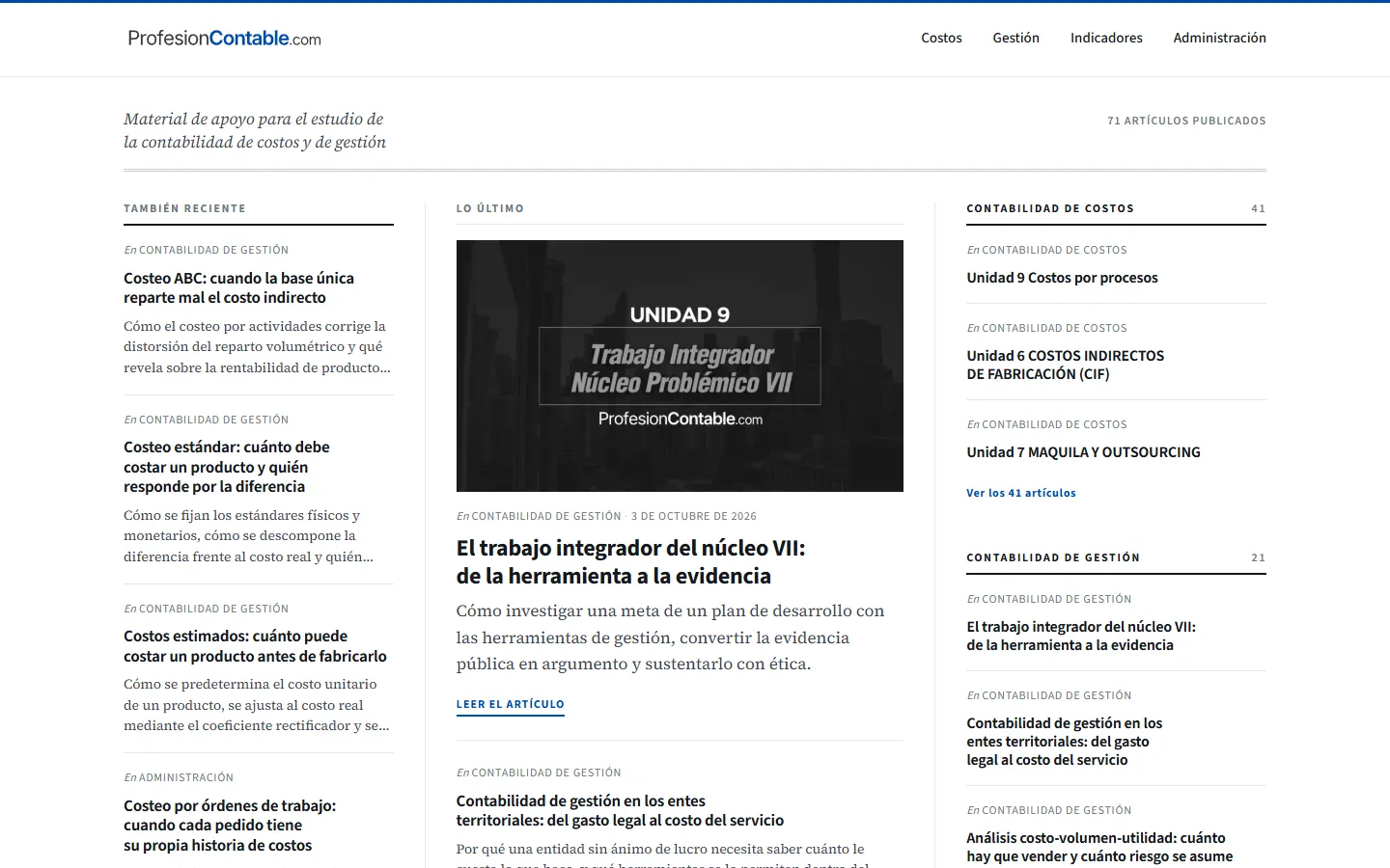 Página de inicio de Profesión Contable