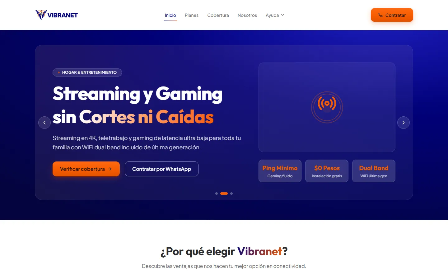 Página de inicio de Vibranet